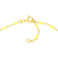 Olas d'Oro - 14K Yellow Gold Neon Yellow Enamel Bead Piatto Chain Necklace - 18" Length