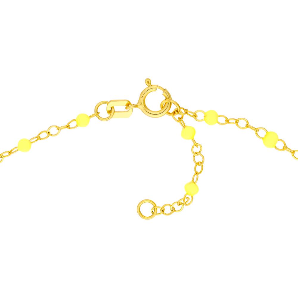 Olas d'Oro - 14K Yellow Gold Neon Yellow Enamel Bead Piatto Chain Necklace - 18" Length