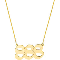 Olas d'Oro - 14K Yellow Gold Numerology 888 Pendant Necklace - Manifest Abundance and Balance