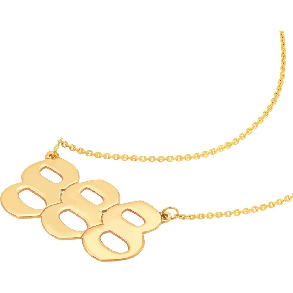 Olas d'Oro - 14K Yellow Gold Numerology 888 Pendant Necklace - Manifest Abundance and Balance