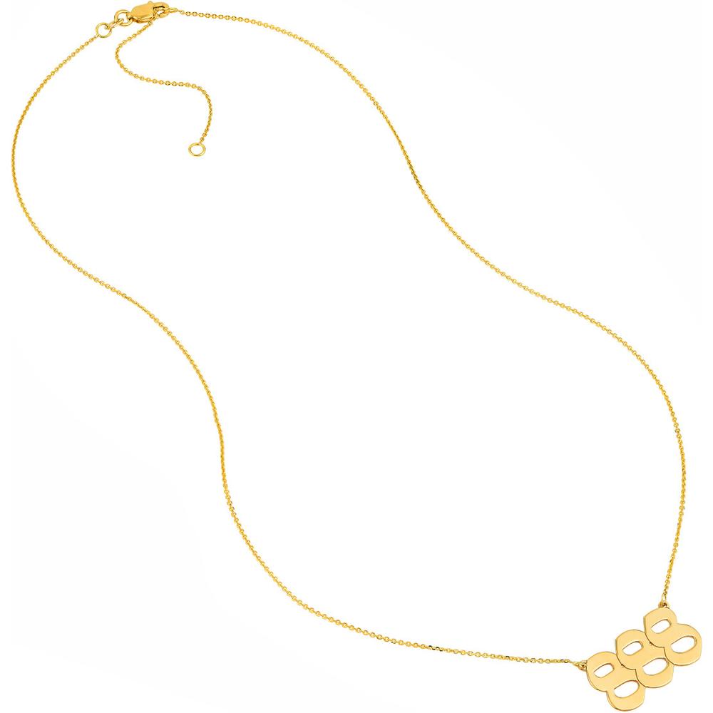 Olas d'Oro - 14K Yellow Gold Numerology 888 Pendant Necklace - Manifest Abundance and Balance