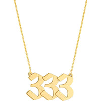 Olas d'Oro - 14K Yellow Gold Numerology Angel Number 333 Necklace - Adjustable 16-18 Inches