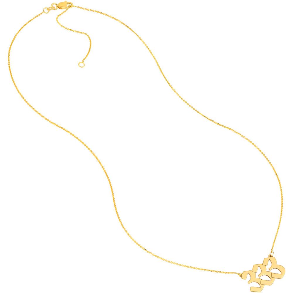 Olas d'Oro - 14K Yellow Gold Numerology Angel Number 333 Necklace - Adjustable 16-18 Inches