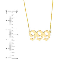 Olas d'Oro - 14K Yellow Gold Numerology Angel Number 999 Pendant Necklace  Adjustable 16 to 18 inches