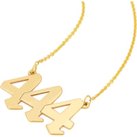 Olas d'Oro - 14K Yellow Gold Numerology Angelic Number 444 Protection Pendant Necklace with Adjustable Chain - 2.80g