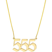 Olas d'Oro - 14K Yellow Gold Numerology Angelical No 555 Pendant Necklace - Adjustable from 16 to 18 Inches