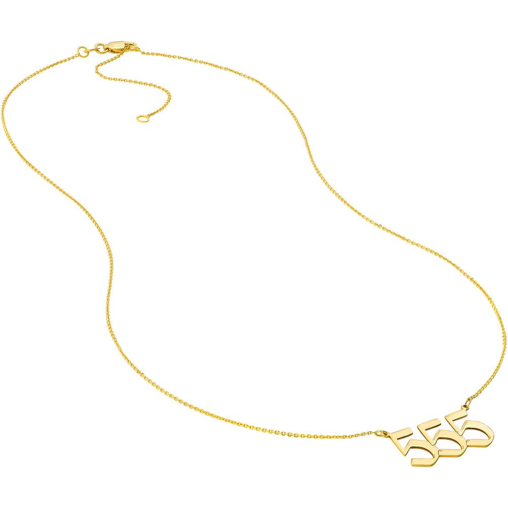 Olas d'Oro - 14K Yellow Gold Numerology Angelical No 555 Pendant Necklace - Adjustable from 16 to 18 Inches