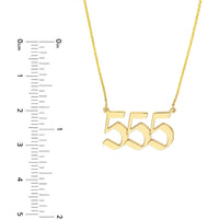 Olas d'Oro - 14K Yellow Gold Numerology Angelical No 555 Pendant Necklace - Adjustable from 16 to 18 Inches