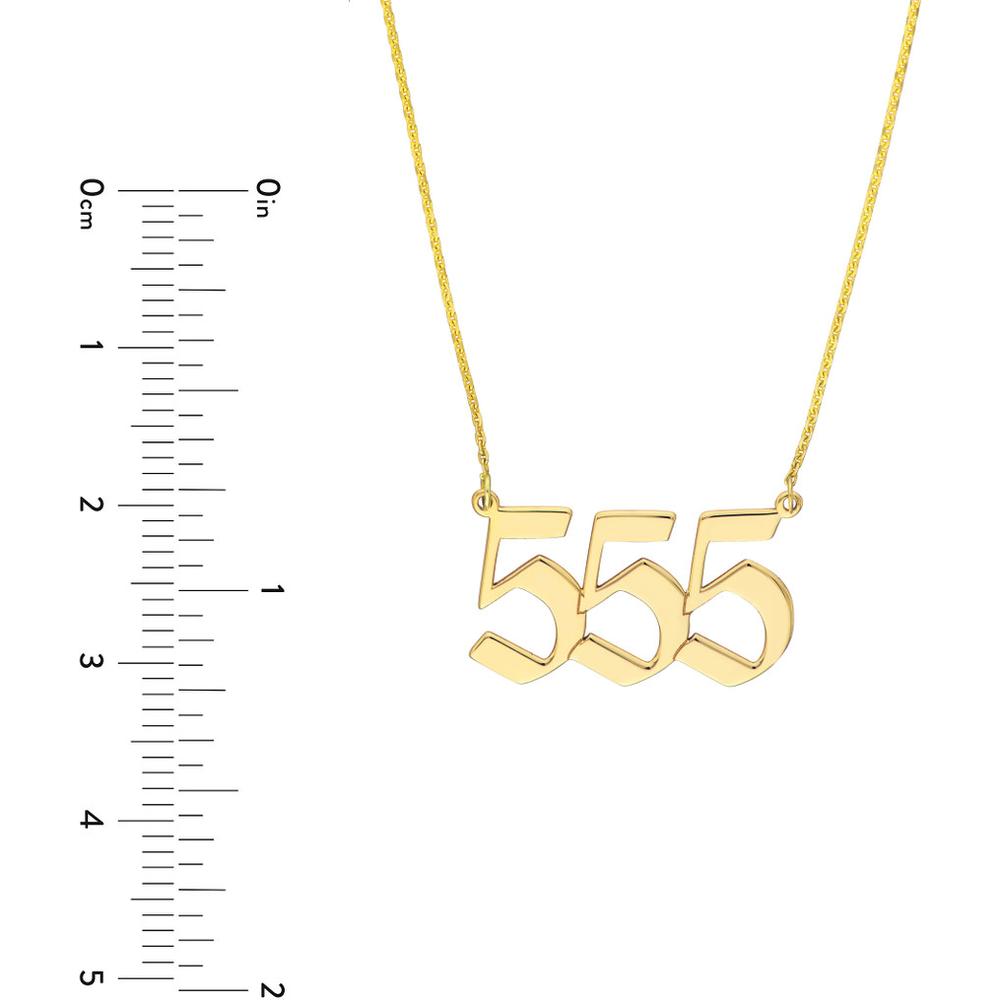 Olas d'Oro - 14K Yellow Gold Numerology Angelical No 555 Pendant Necklace - Adjustable from 16 to 18 Inches