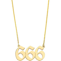 Olas d'Oro - 14K Yellow Gold Numerology Angelical No 666 Reflection Pendant Necklace with Adjustable 16-18 inch Chain