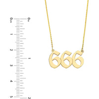 Olas d'Oro - 14K Yellow Gold Numerology Angelical No 666 Reflection Pendant Necklace with Adjustable 16-18 inch Chain