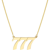 Olas d'Oro - 14K Yellow Gold Numerology Angelical No 777 Pendant Necklace - 2.60g Weight