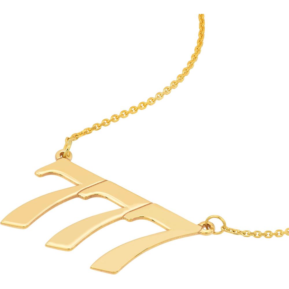 Olas d'Oro - 14K Yellow Gold Numerology Angelical No 777 Pendant Necklace - 2.60g Weight