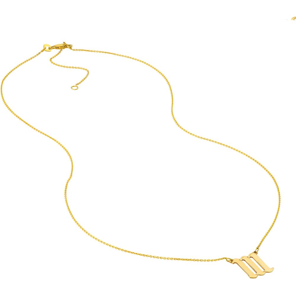 Olas d'Oro - 14K Yellow Gold Numerology Angelical Number 111 Intuition Pendant Necklace - Adjustable 16-18 Inches