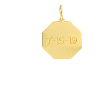 Olas d'Oro - 14K Yellow Gold Octagon Engravable Charm - 17mm x 17mm