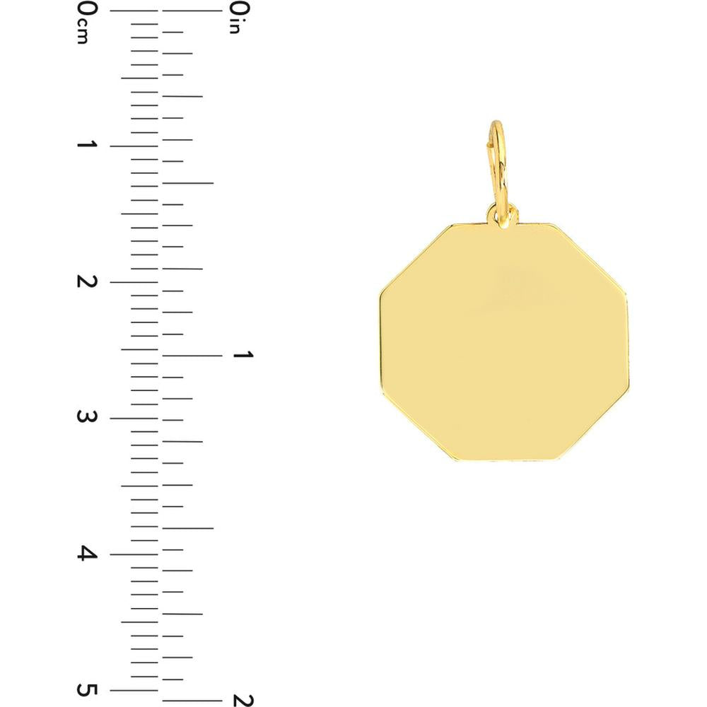 Olas d'Oro - 14K Yellow Gold Octagon Engravable Charm - 17mm x 17mm