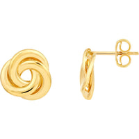 Olas d'Oro - 14K Yellow Gold Open Back Love Knot Stud Earrings - 1.20g Total Weight