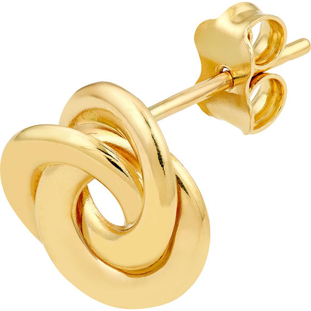 Olas d'Oro - 14K Yellow Gold Open Back Love Knot Stud Earrings - 1.20g Total Weight