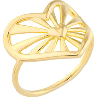 Olas d'Oro - 14K Yellow Gold Open Center Heart Ring - Size 7 - 3.10g