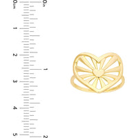 Olas d'Oro - 14K Yellow Gold Open Center Heart Ring - Size 7 - 3.10g