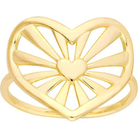 Olas d'Oro - 14K Yellow Gold Open Center Heart Ring - Size 8 - 3.10g
