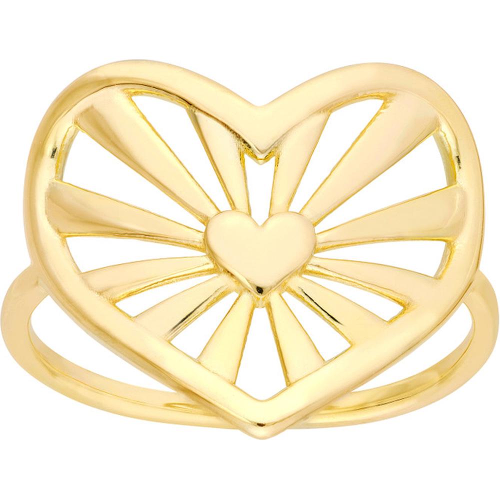 Olas d'Oro - 14K Yellow Gold Open Center Heart Ring - Size 8 - 3.10g