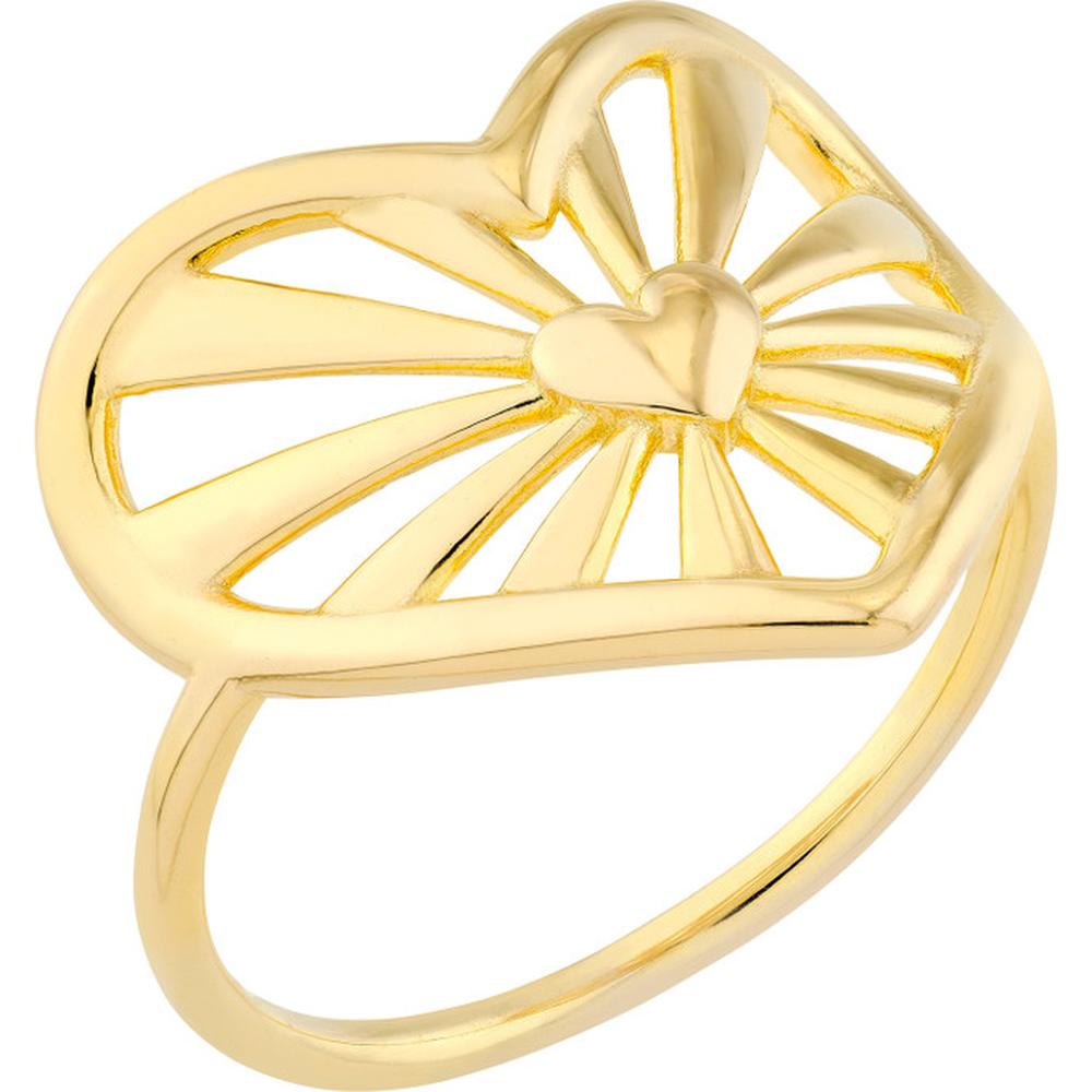 Olas d'Oro - 14K Yellow Gold Open Center Heart Ring - Size 8 - 3.10g