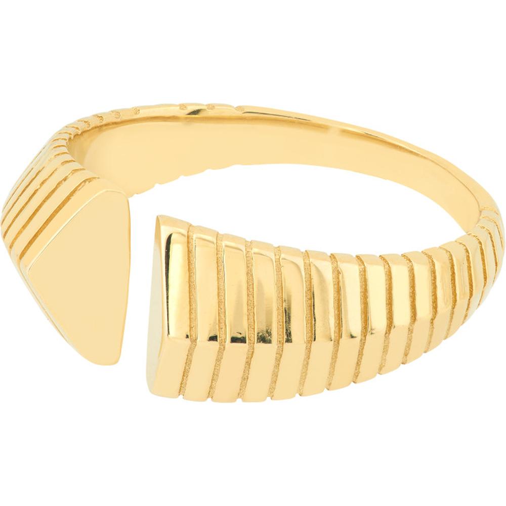 Olas d'Oro - 14K Yellow Gold Open Chevron Cuff Ring - Size 6