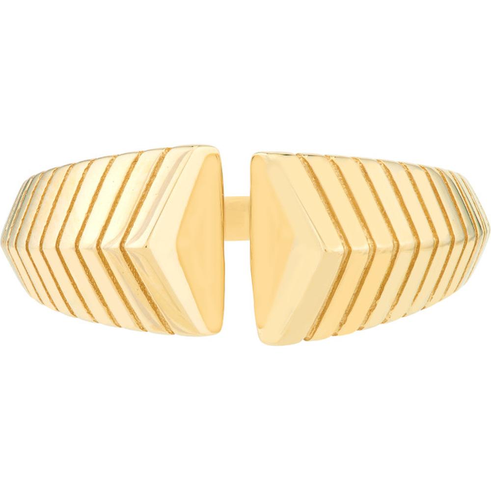 Olas d'Oro - 14K Yellow Gold Open Chevron Cuff Ring - Size 7 - 5.30g