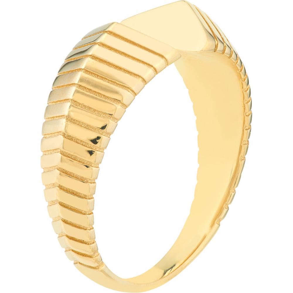 Olas d'Oro - 14K Yellow Gold Open Chevron Cuff Ring - Size 7 - 5.30g