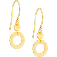 Olas d'Oro - 14K Yellow Gold Open Circle Dangle Earrings on Fish Hook