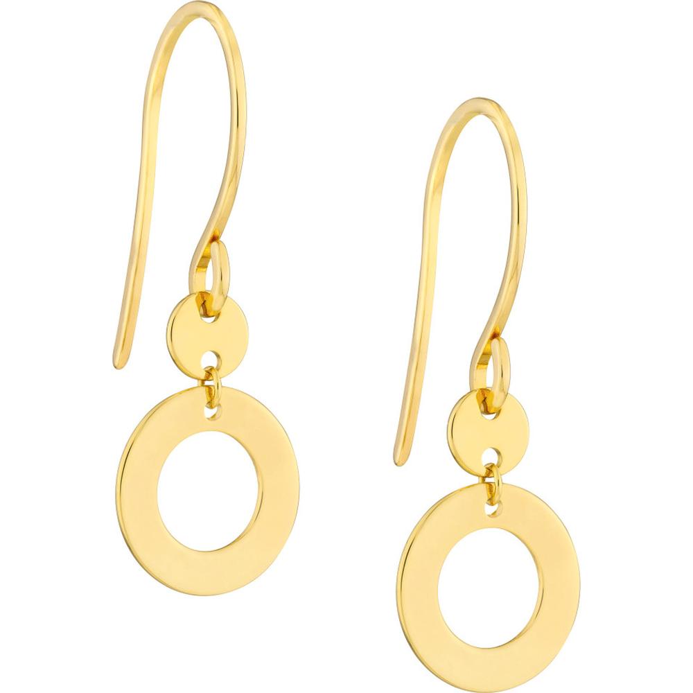 Olas d'Oro - 14K Yellow Gold Open Circle Dangle Earrings on Fish Hook