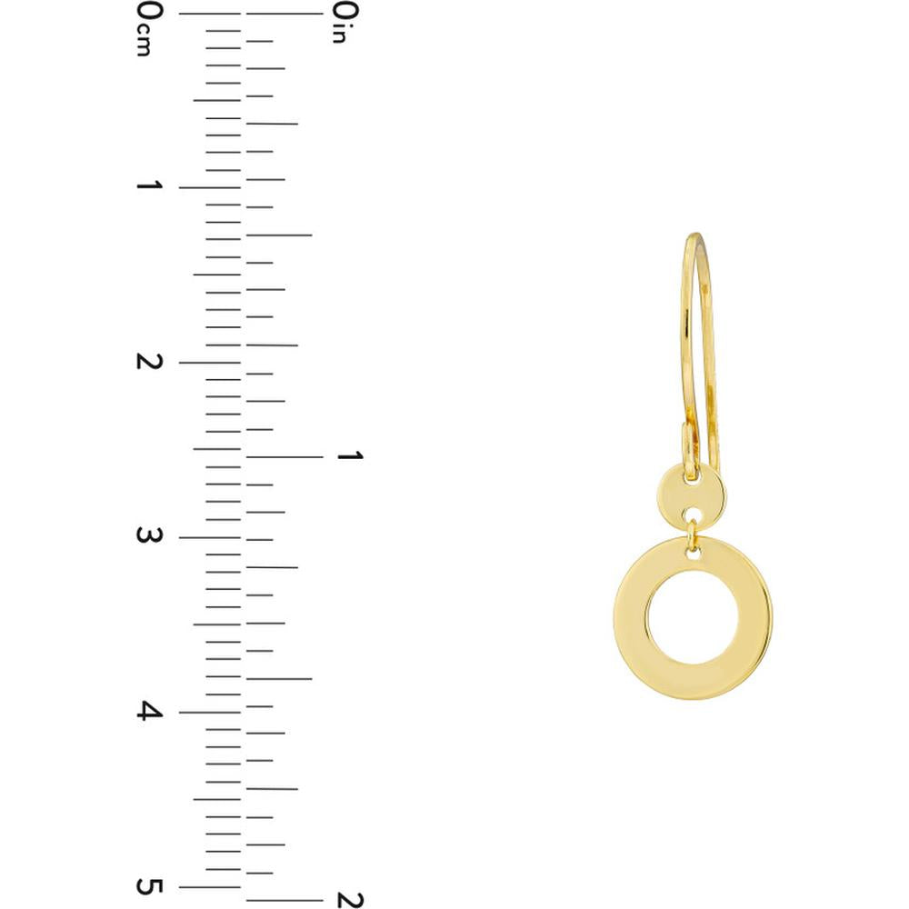 Olas d'Oro - 14K Yellow Gold Open Circle Dangle Earrings on Fish Hook