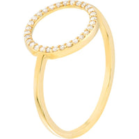 Olas d'Oro - 14K Yellow Gold Open Circle Diamond Ring - 1/6 Carat Total Diamond Weight