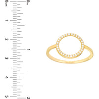 Olas d'Oro - 14K Yellow Gold Open Circle Diamond Ring - 1/6 Carat Total Diamond Weight