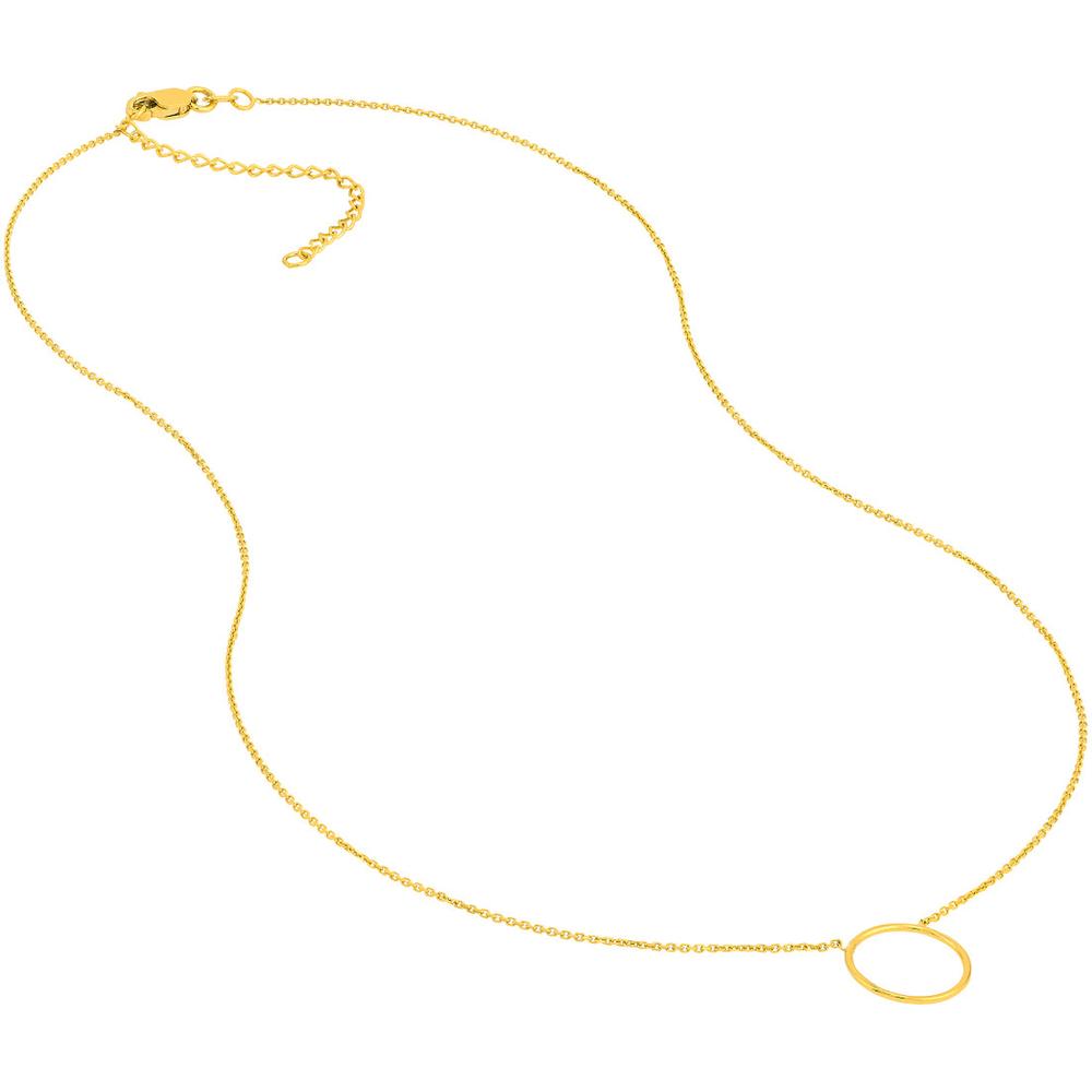 Olas d'Oro - 14K Yellow Gold Open Circle Pendant Necklace with Adjustable Chain  16-18 inches