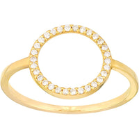 Olas d'Oro - 14K Yellow Gold Open Circle Ring with Round Diamonds - 0.15 Carat Total Diamond Weight