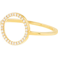 Olas d'Oro - 14K Yellow Gold Open Circle Ring with Round Diamonds - 0.15 Carat Total Diamond Weight