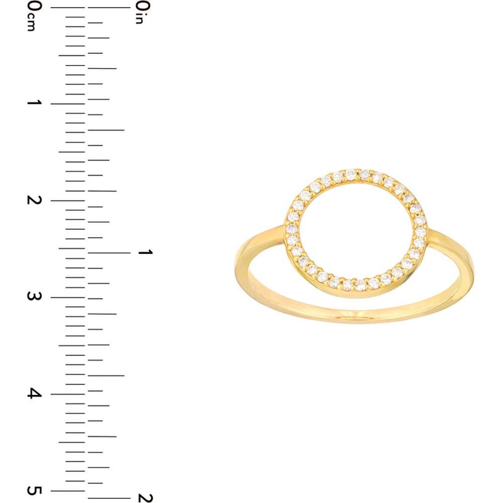 Olas d'Oro - 14K Yellow Gold Open Circle Ring with Round Diamonds - 0.15 Carat Total Diamond Weight