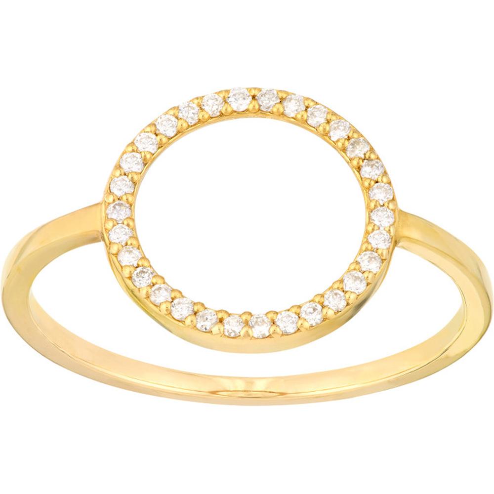 Olas d'Oro - 14K Yellow Gold Open Diamond Circle Ring with 1/6tcw Diamonds - Size 6