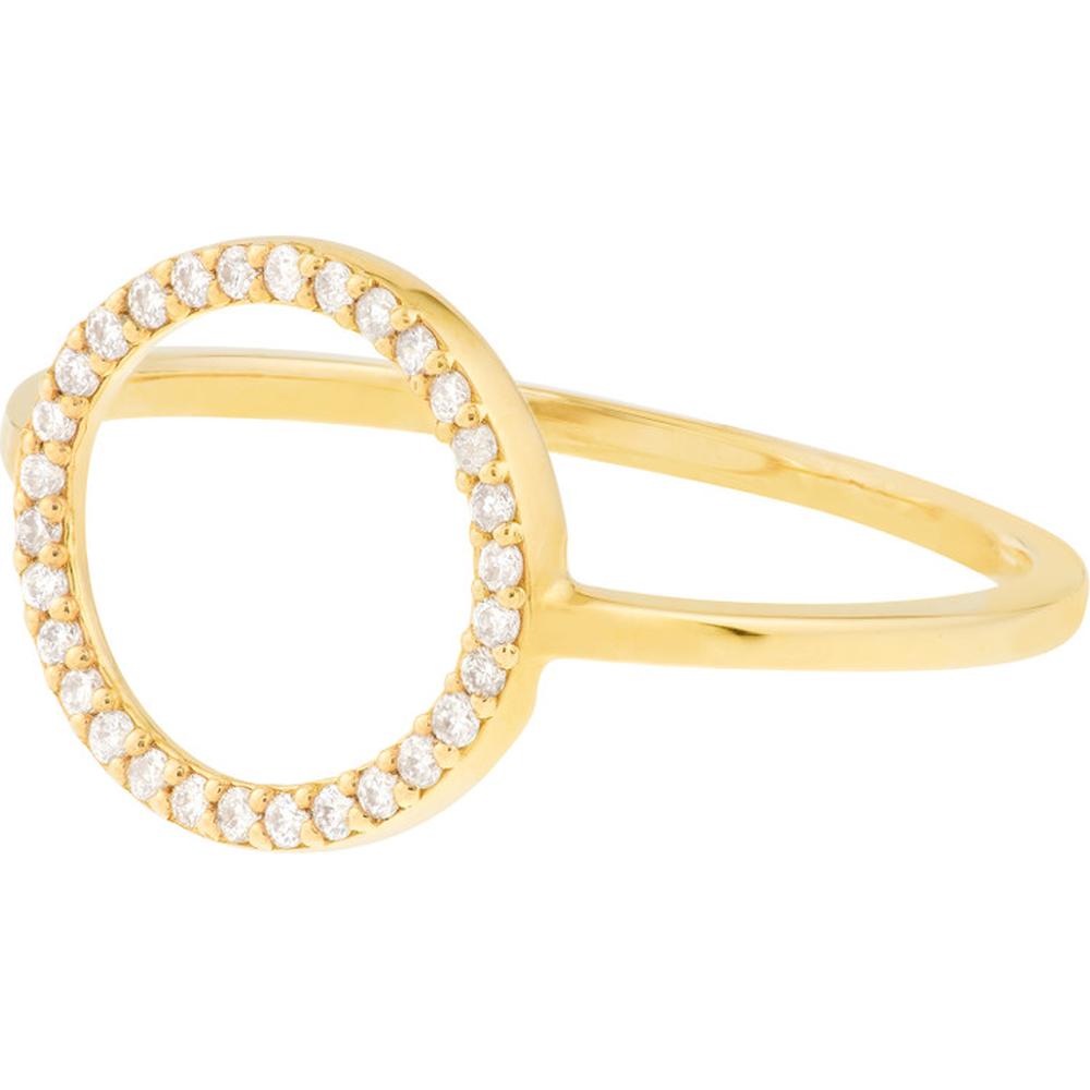 Olas d'Oro - 14K Yellow Gold Open Diamond Circle Ring with 1/6tcw Diamonds - Size 6