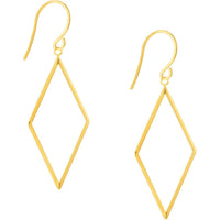 Olas d'Oro - 14K Yellow Gold Open Diamond-Shaped Dangle Earrings - 1.61g