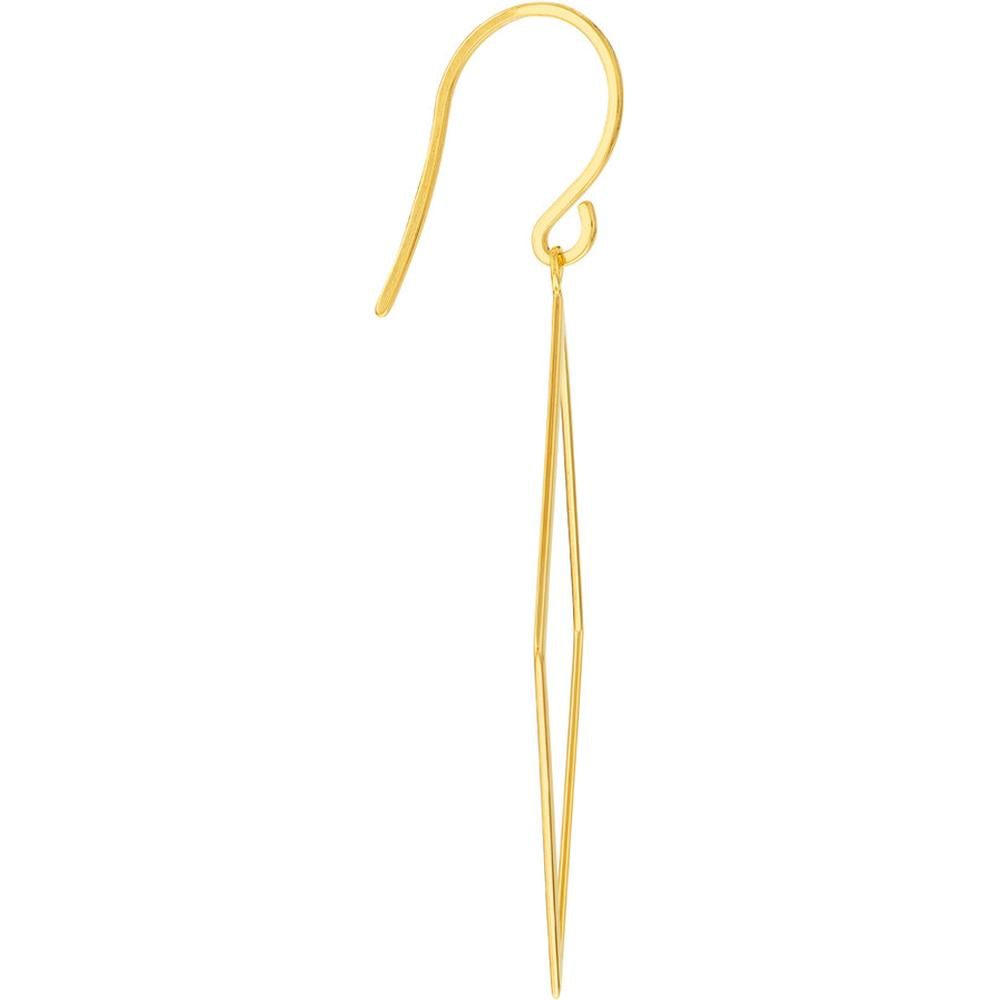 Olas d'Oro - 14K Yellow Gold Open Diamond-Shaped Dangle Earrings - 1.61g