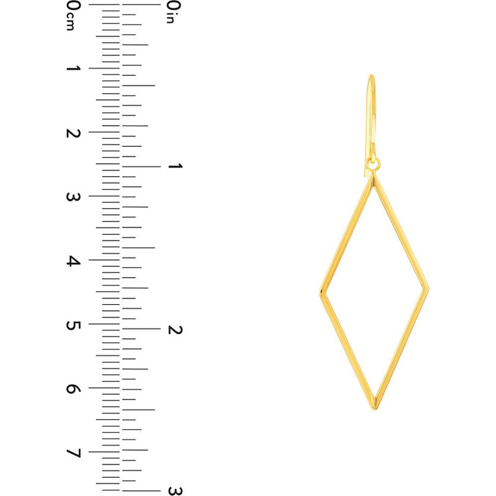Olas d'Oro - 14K Yellow Gold Open Diamond-Shaped Dangle Earrings - 1.61g