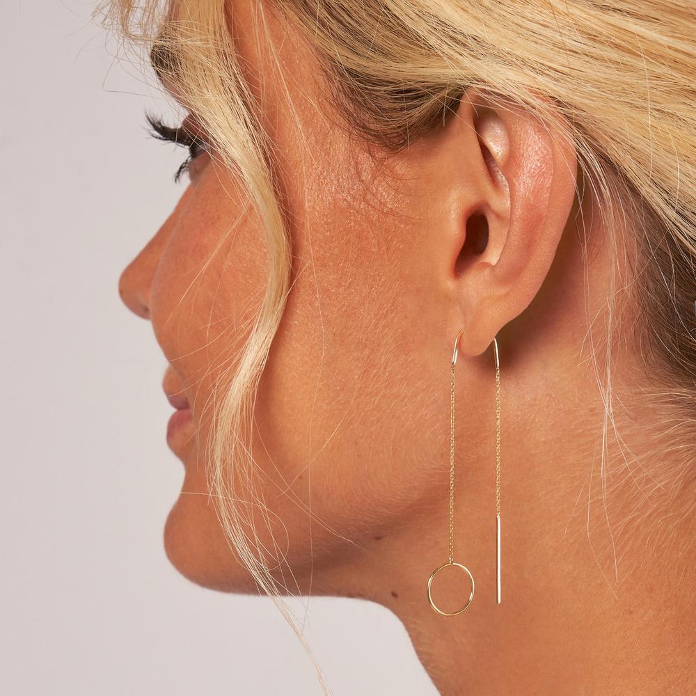 Olas d'Oro - 14K Yellow Gold Open Disc Threader Earrings