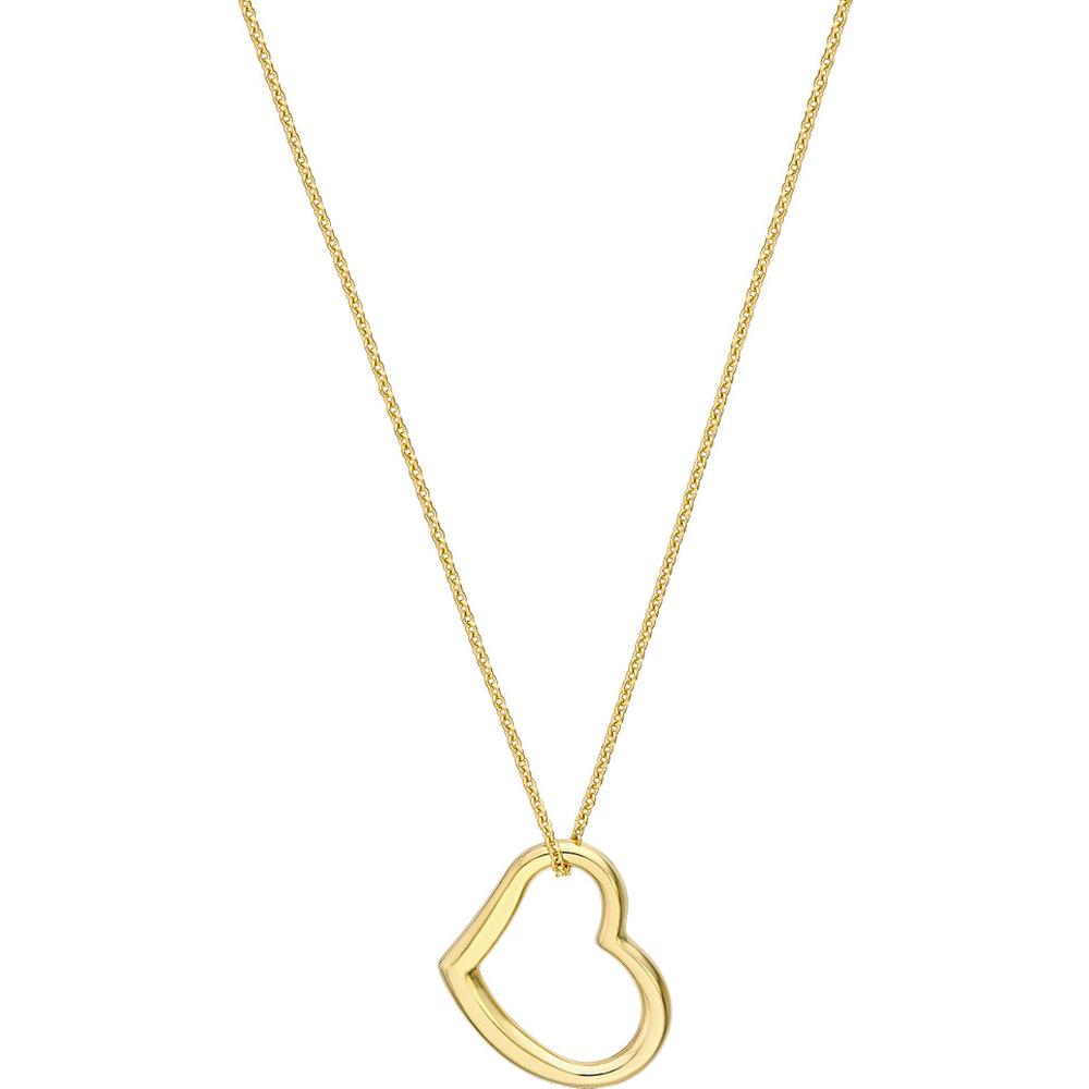 Olas d'Oro - 14K Yellow Gold Open Heart Pendant Adjustable Necklace - 2.80g