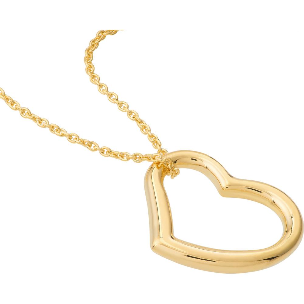 Olas d'Oro - 14K Yellow Gold Open Heart Pendant Adjustable Necklace - 2.80g