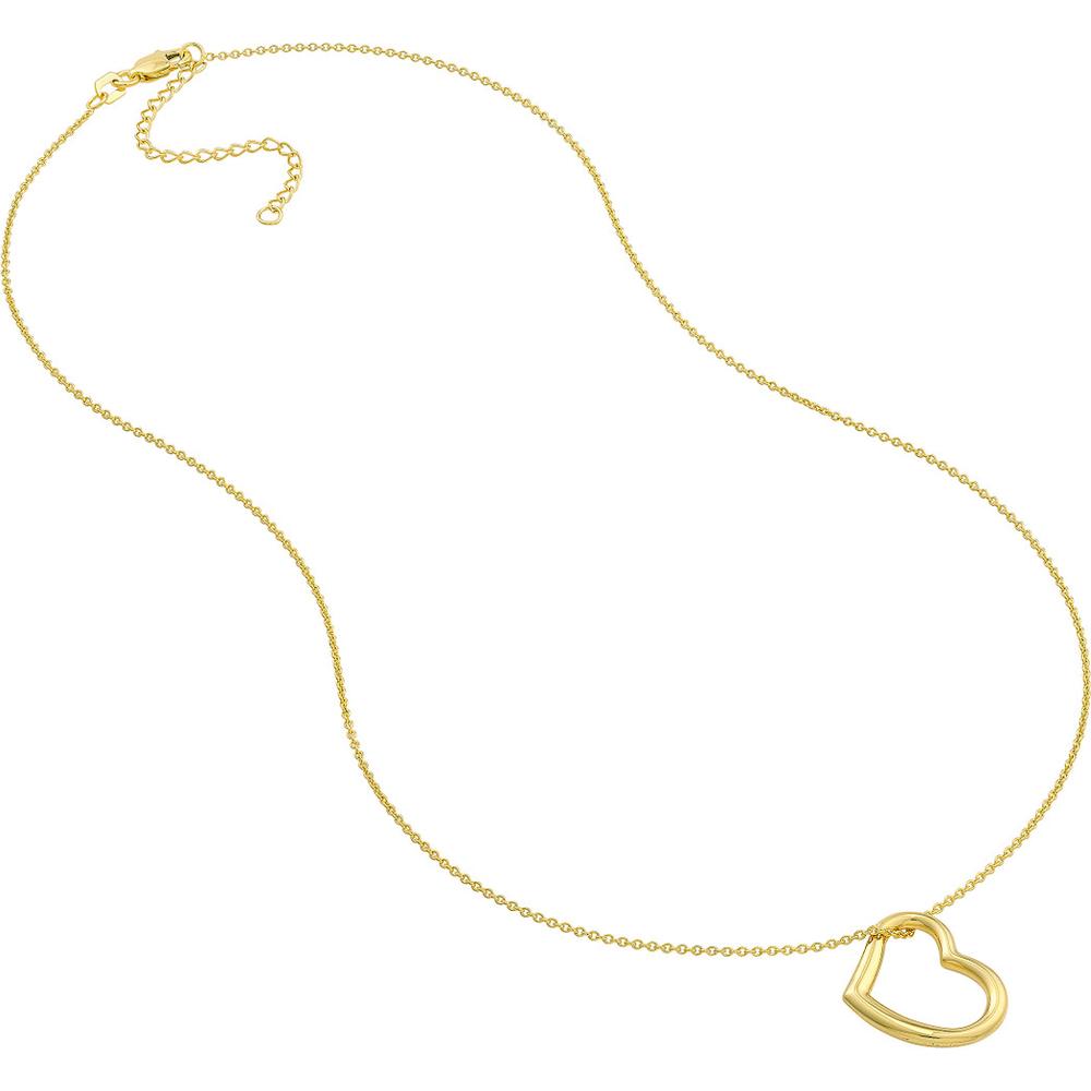 Olas d'Oro - 14K Yellow Gold Open Heart Pendant Adjustable Necklace - 2.80g