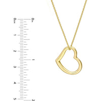 Olas d'Oro - 14K Yellow Gold Open Heart Pendant Adjustable Necklace - 2.80g