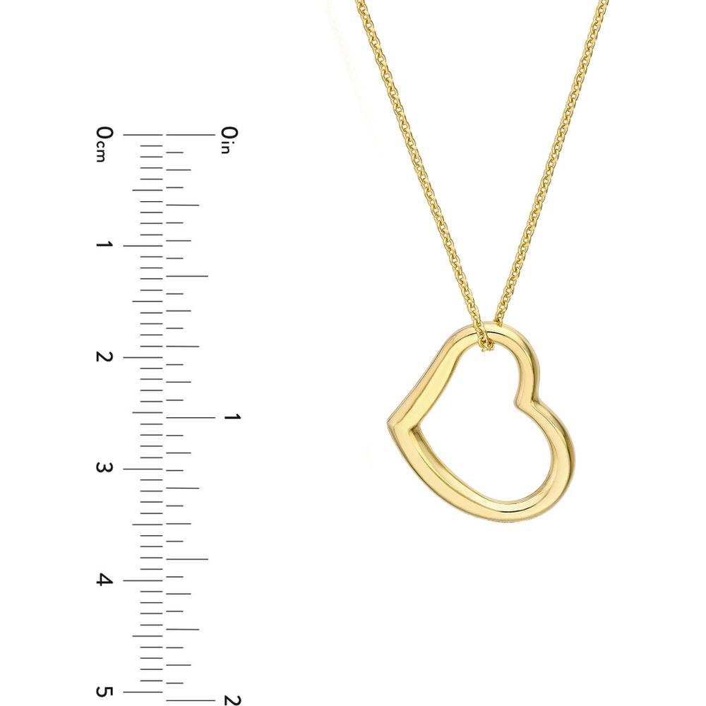 Olas d'Oro - 14K Yellow Gold Open Heart Pendant Adjustable Necklace - 2.80g